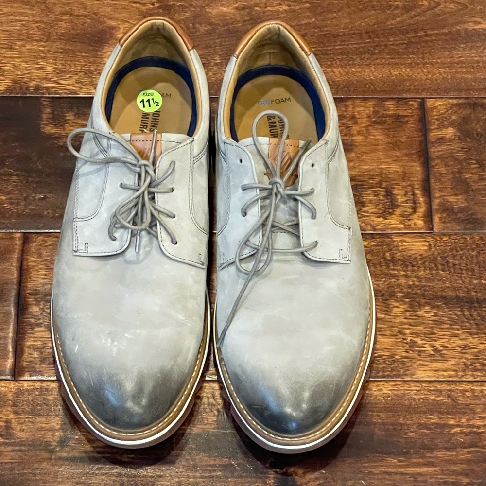 Johnston & Murphy Gray Leather Oxford Dress Shoes Men's Size 11.5 Lace Up